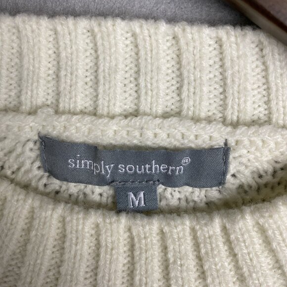 Simply Southern Ladies Top Size Medium Knit Pullover White‎ Cozy Trendy Unique - Picture 4 of 13